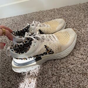 Nike Women's White and Leopard Print Sneakers